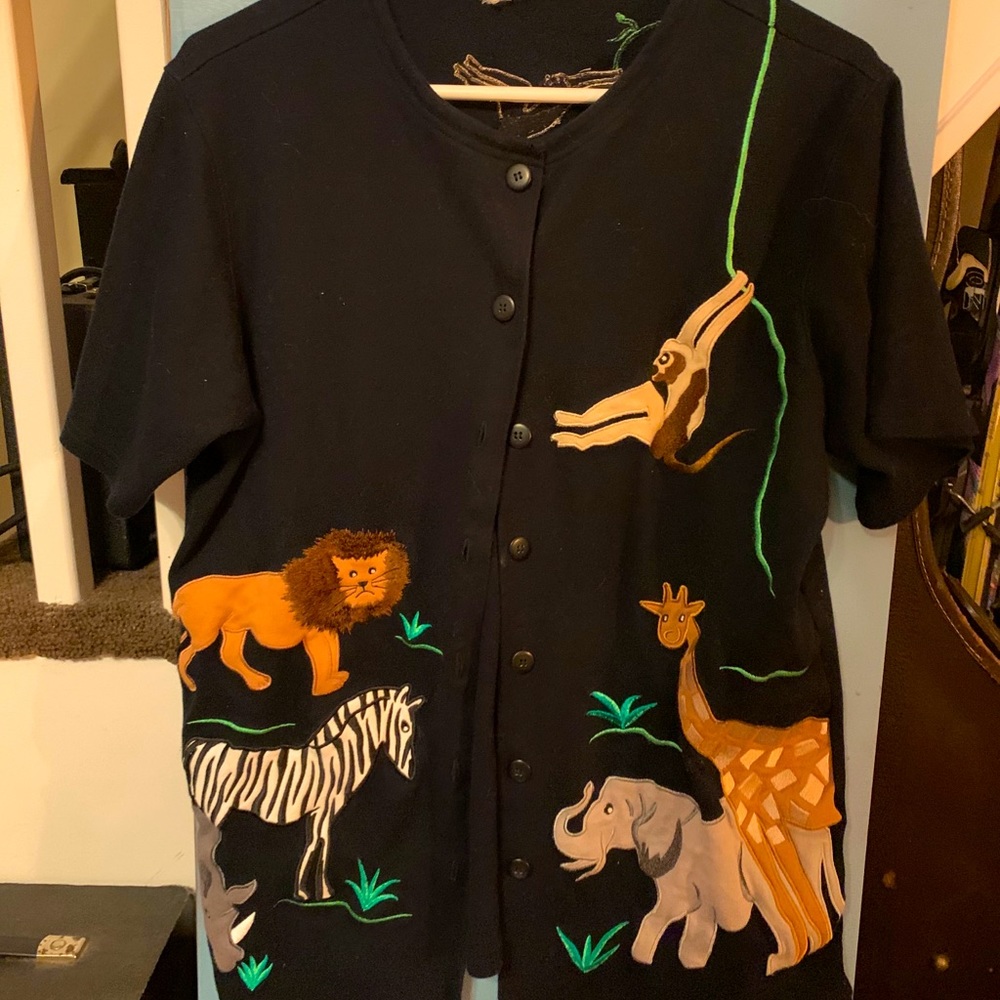 Animal embroidered baseball jersey